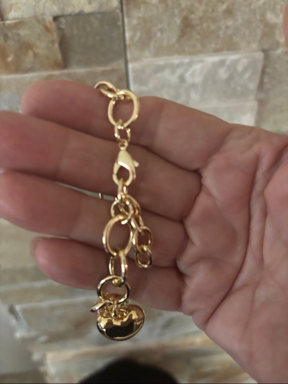 Gold-Tone Charm Bracelet with Multicolor GG Crystal Hearts - Picture 3 of 6